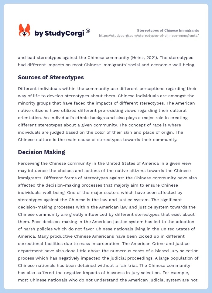 Stereotypes of Chinese Immigrants. Page 2