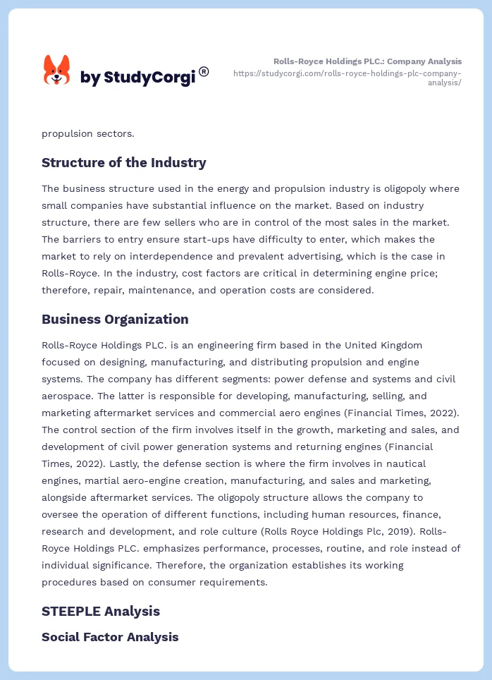Rolls-Royce Holdings PLC.: Company Analysis. Page 2