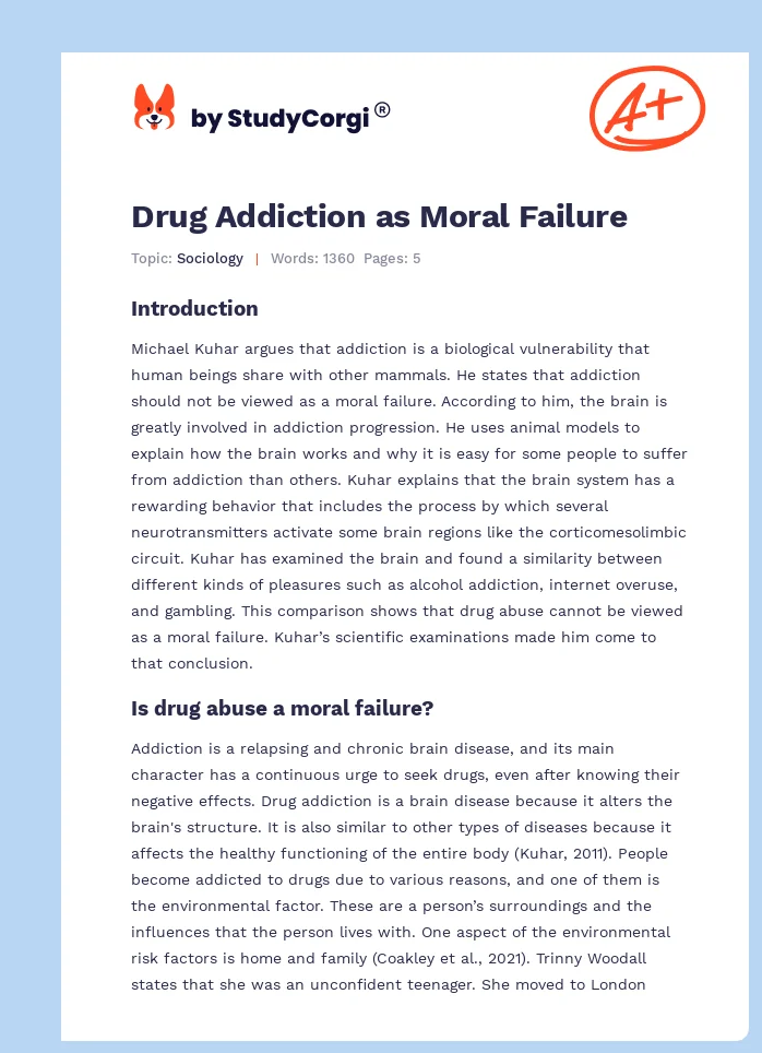 Drug Addiction as Moral Failure. Page 1