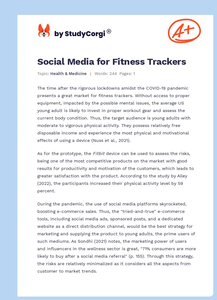 Social Media for Fitness Trackers. Page 1