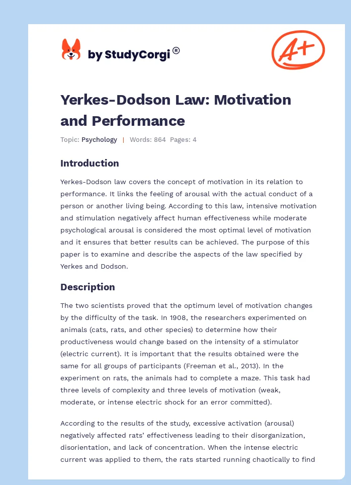 Yerkes-Dodson Law: Motivation and Performance. Page 1