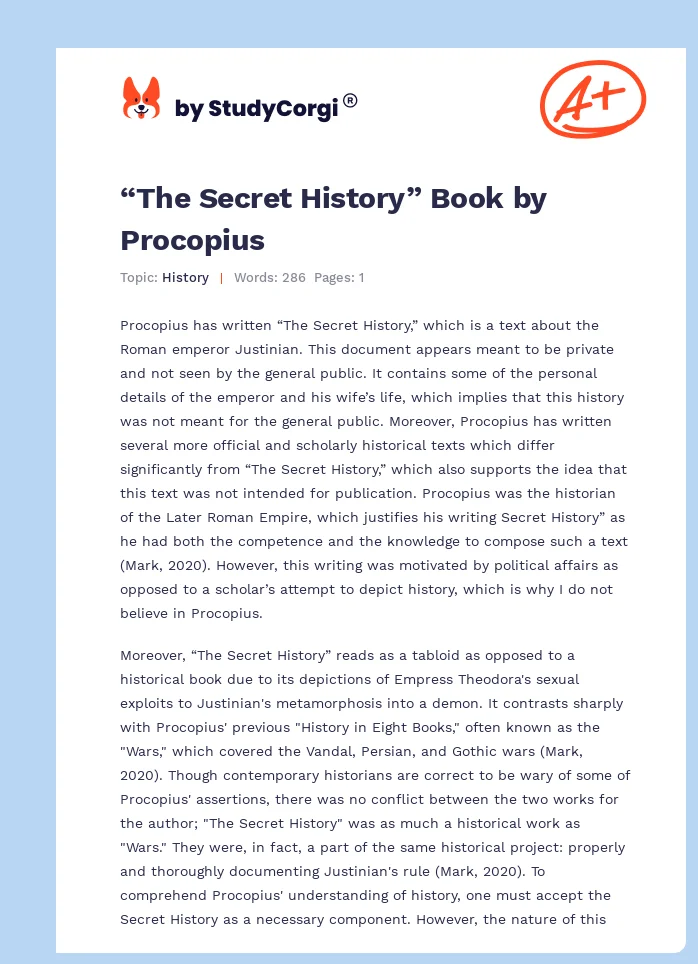 “The Secret History” Book by Procopius. Page 1