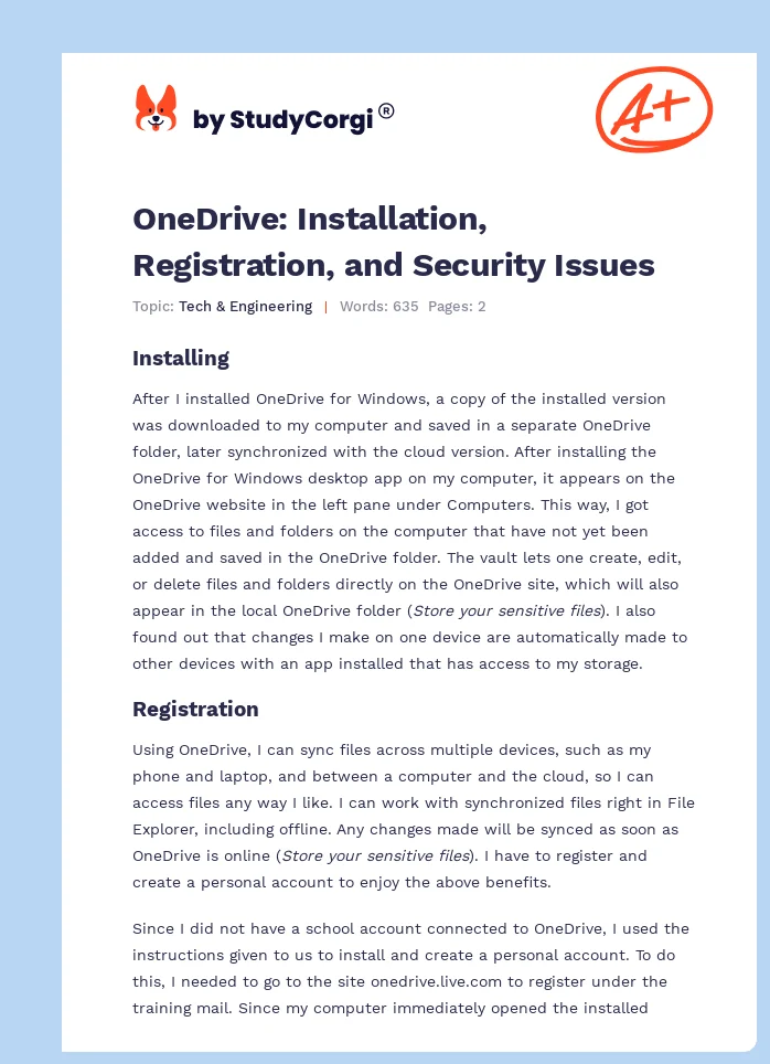 Installing Office and Activating OneDrive. Page 1