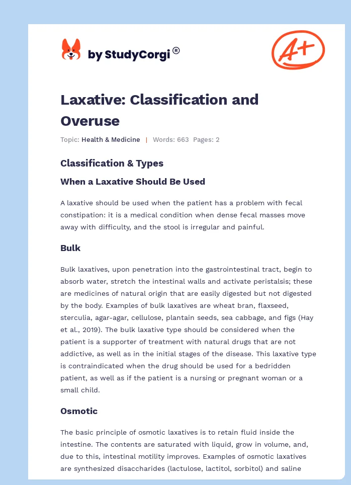 Laxative: Classification and Overuse. Page 1