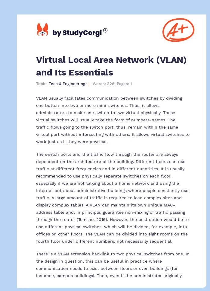 Virtual Local Area Network (VLAN) and Its Essentials. Page 1