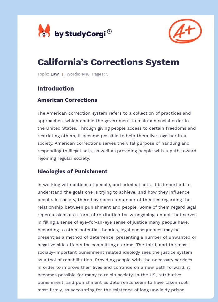 California’s Corrections System. Page 1