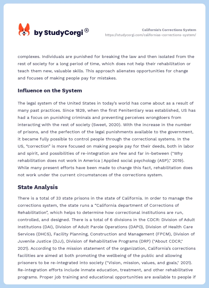 California’s Corrections System. Page 2