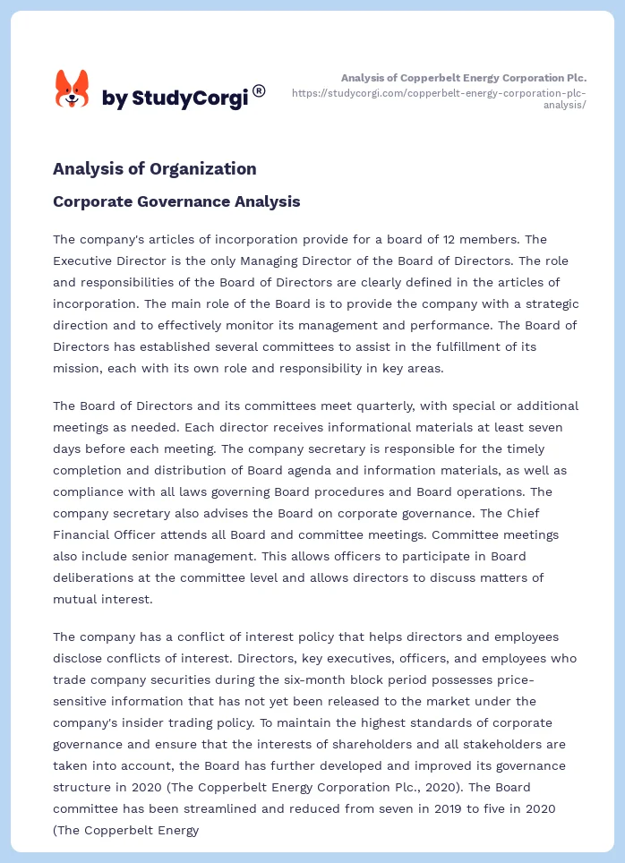 Analysis of Copperbelt Energy Corporation Plc.. Page 2