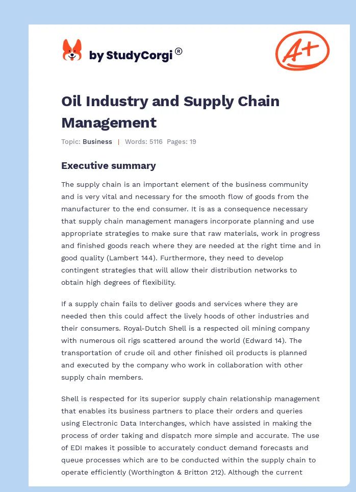 Oil Industry and Supply Chain Management. Page 1