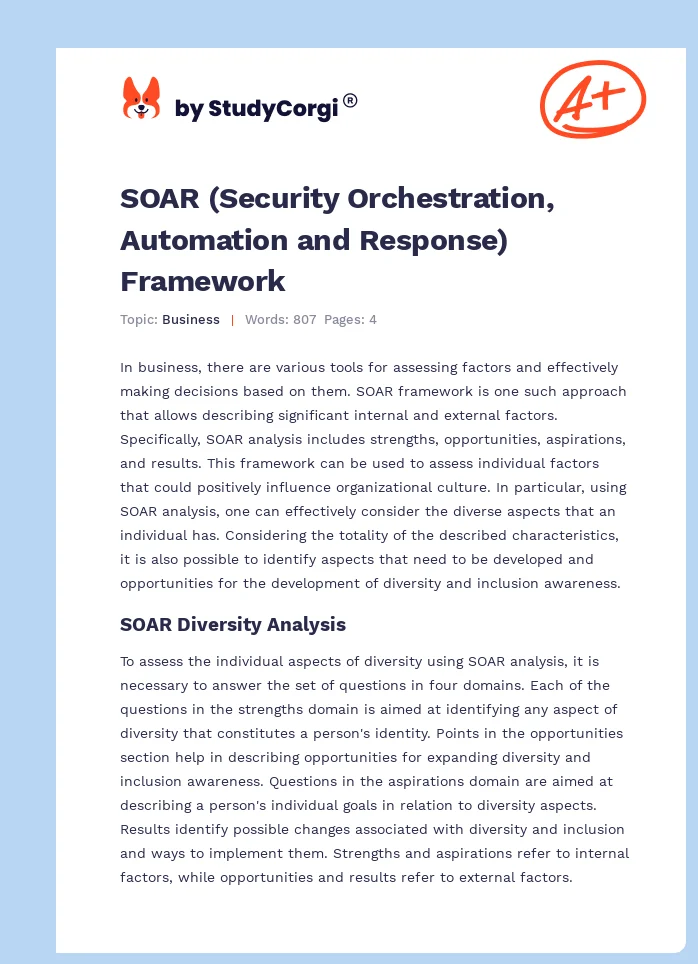 SOAR (Security Orchestration, Automation and Response) Framework. Page 1