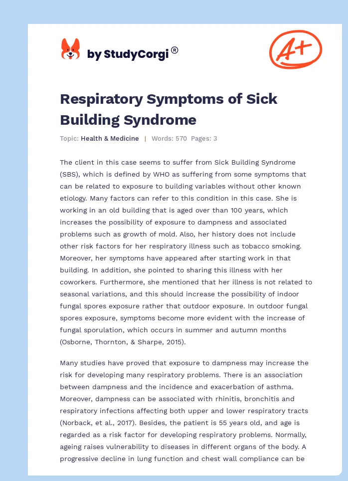 Respiratory Symptoms of Sick Building Syndrome. Page 1