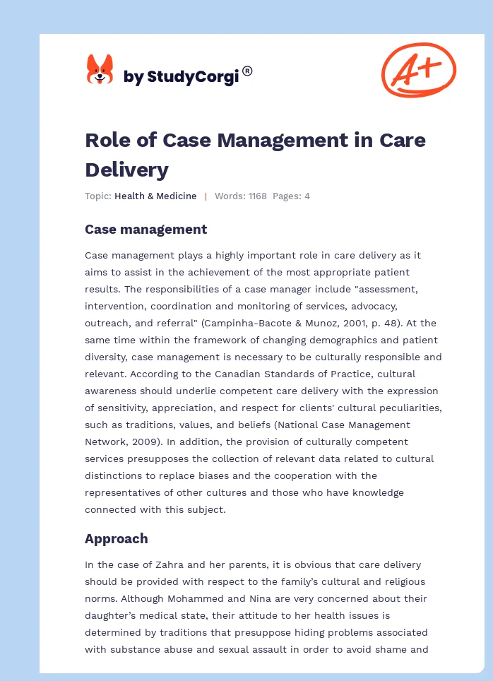 Role of Case Management in Care Delivery. Page 1