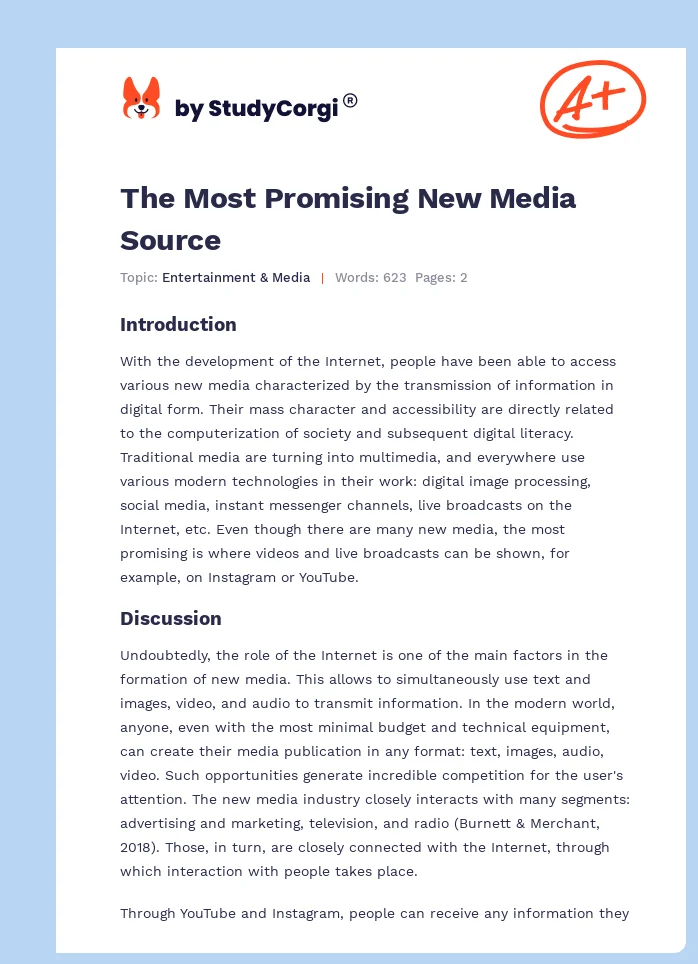 The Most Promising New Media Source. Page 1