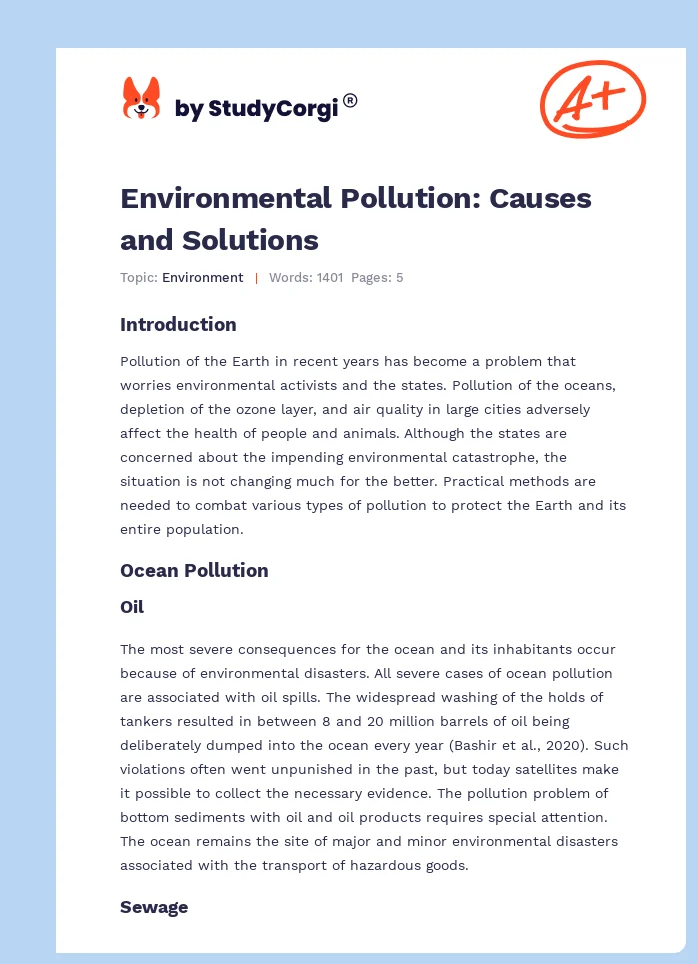 Environmental Pollution: Causes and Solutions. Page 1