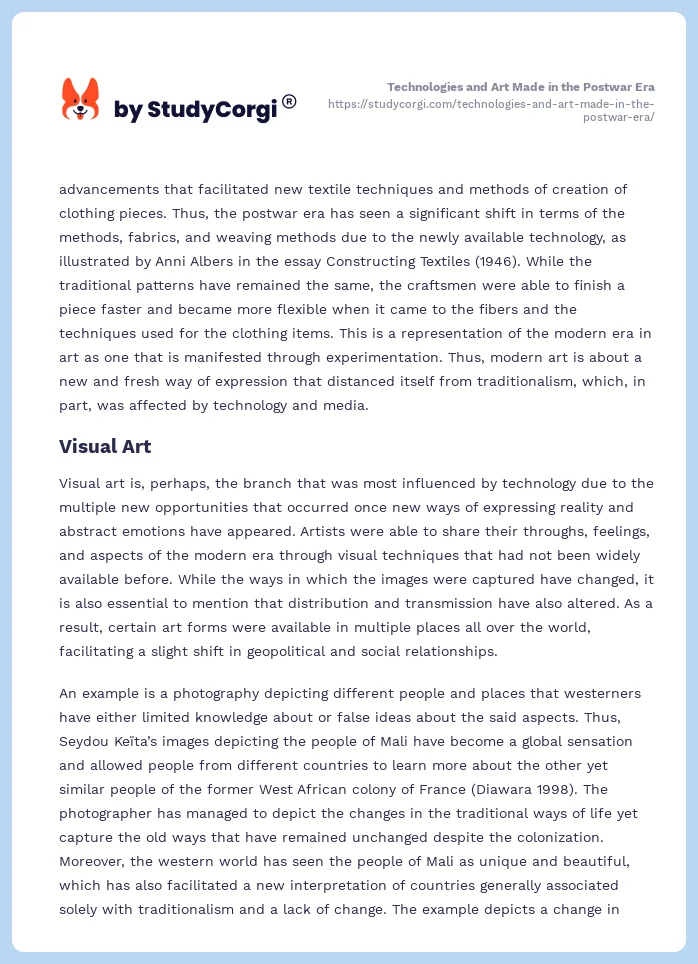 Technologies and Art Made in the Postwar Era. Page 2