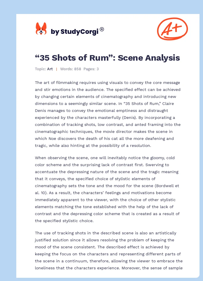 “35 Shots of Rum”: Scene Analysis. Page 1