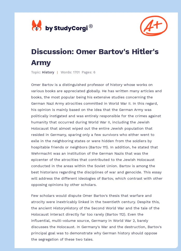 Discussion: Omer Bartov's Hitler's Army. Page 1