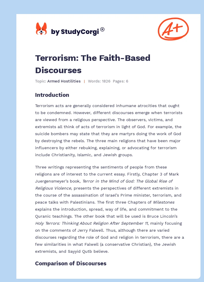 Terrorism: The Faith-Based Discourses. Page 1