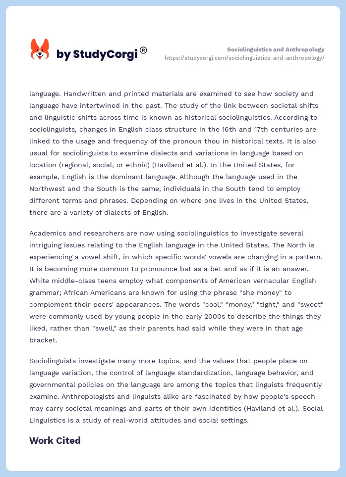 Sociolinguistics and Anthropology. Page 2