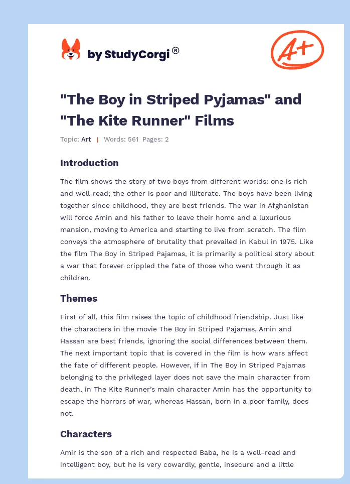 "The Boy in Striped Pyjamas" and "The Kite Runner" Films. Page 1