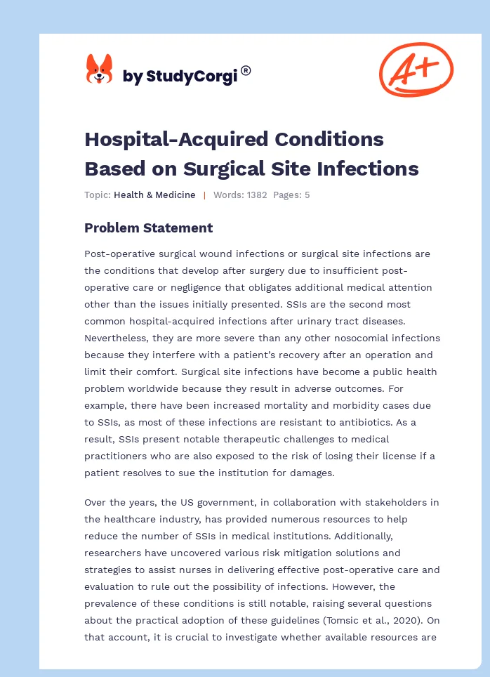 Hospital-Acquired Conditions Based on Surgical Site Infections. Page 1