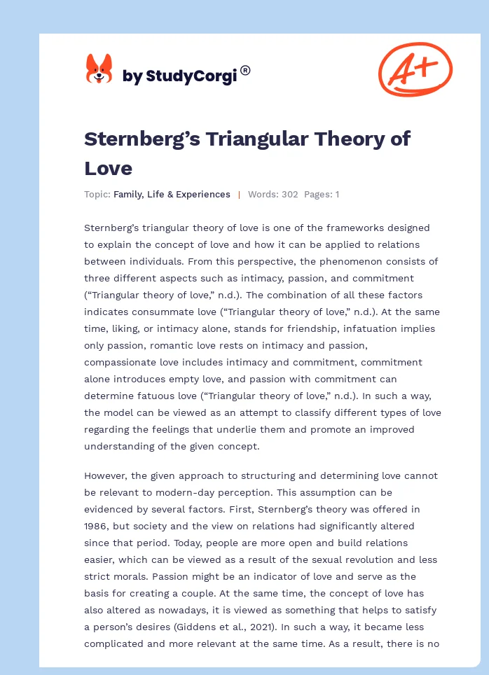 Sternberg’s Triangular Theory of Love. Page 1