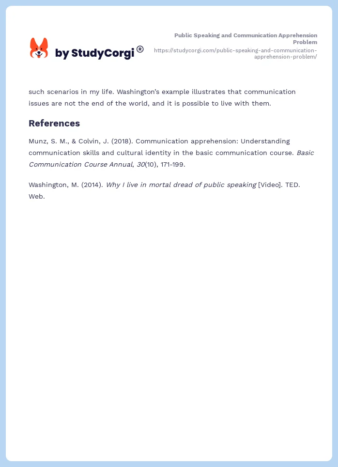 Public Speaking and Communication Apprehension Problem. Page 2