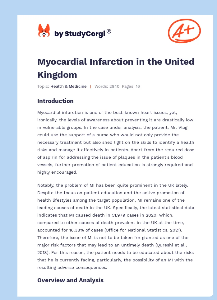 Myocardial Infarction in the United Kingdom. Page 1