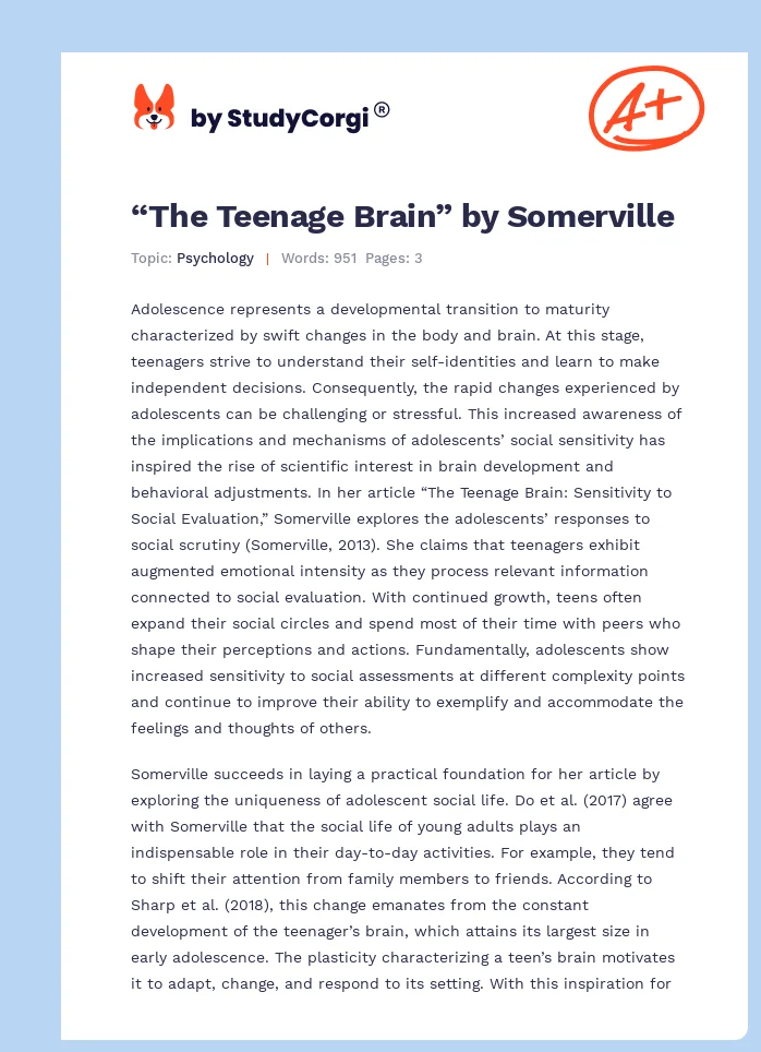 “The Teenage Brain” by Somerville. Page 1