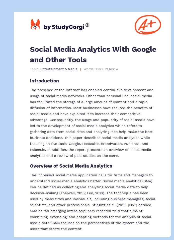 Social Media Analytics With Google and Other Tools. Page 1
