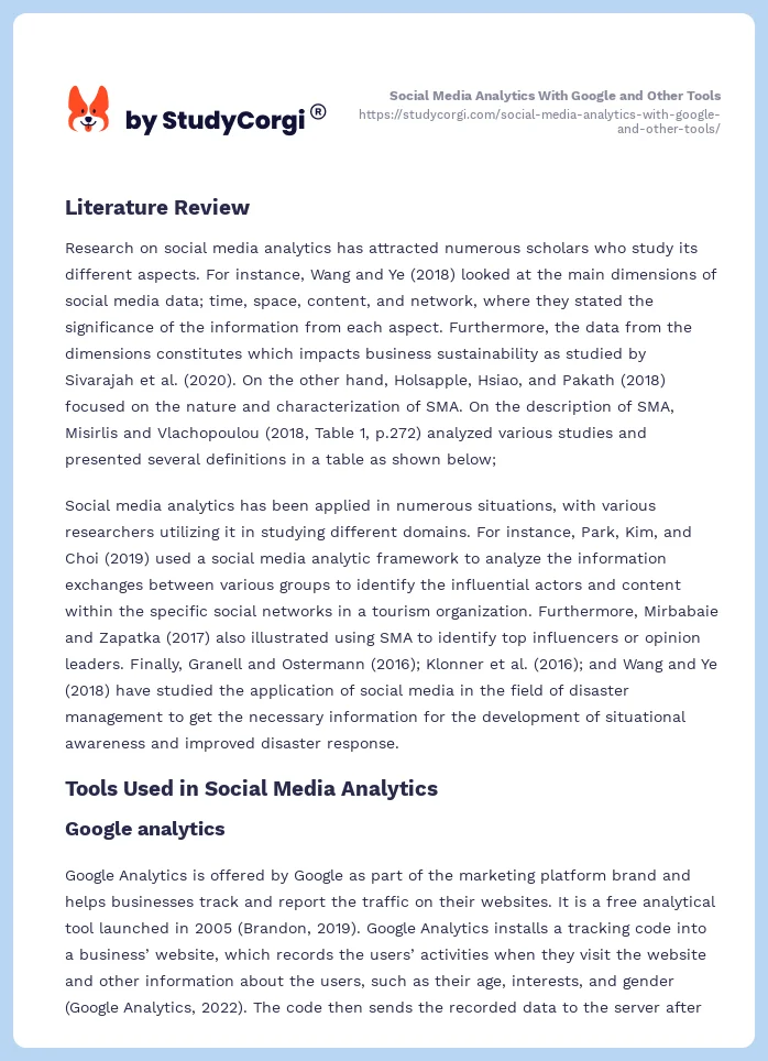 Social Media Analytics With Google and Other Tools. Page 2