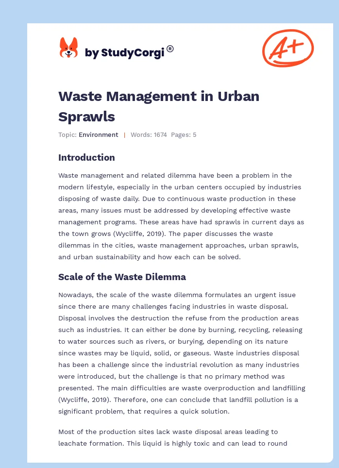 Waste Management in Urban Sprawls. Page 1