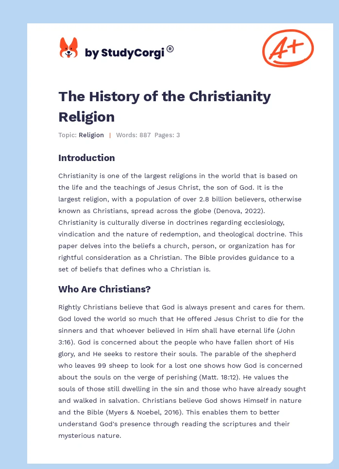 The History of the Christianity Religion. Page 1