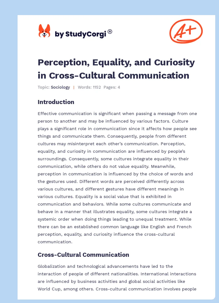 Perception, Equality, and Curiosity in Cross-Cultural Communication. Page 1