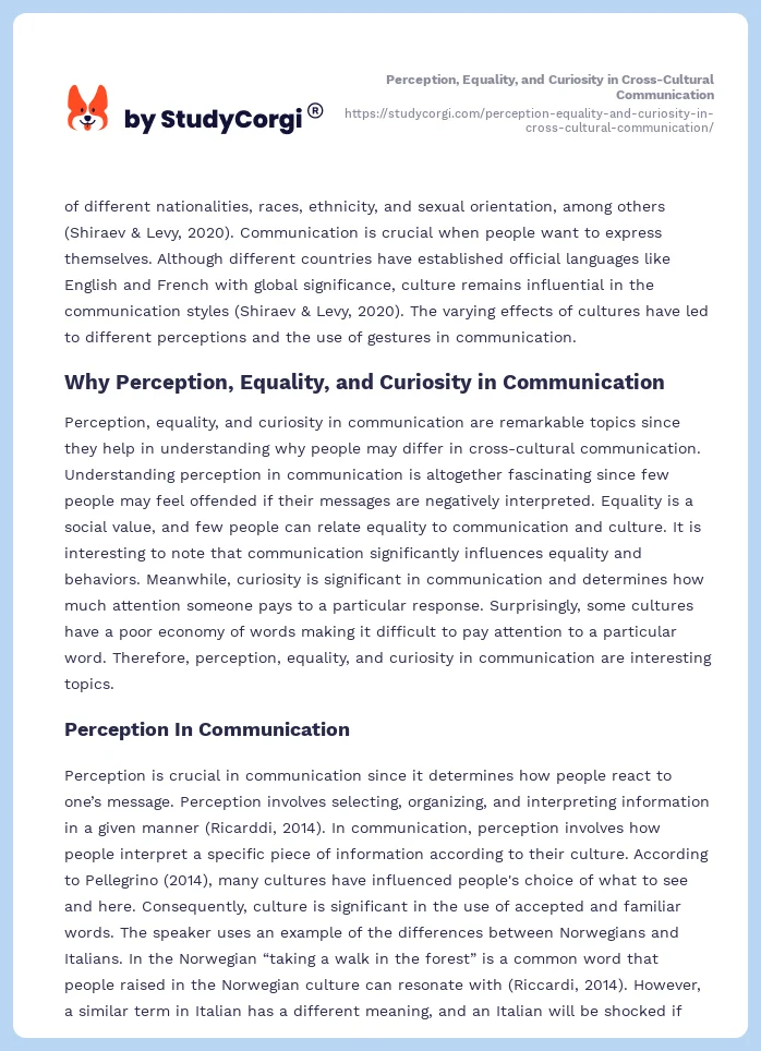 Perception, Equality, and Curiosity in Cross-Cultural Communication. Page 2