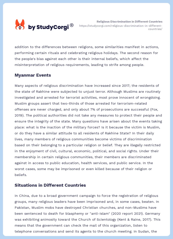 Religious Discrimination in Different Countries. Page 2