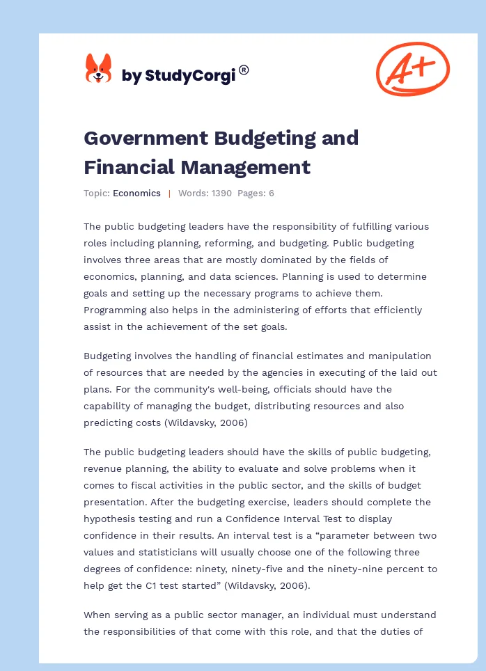 Government Budgeting and Financial Management. Page 1