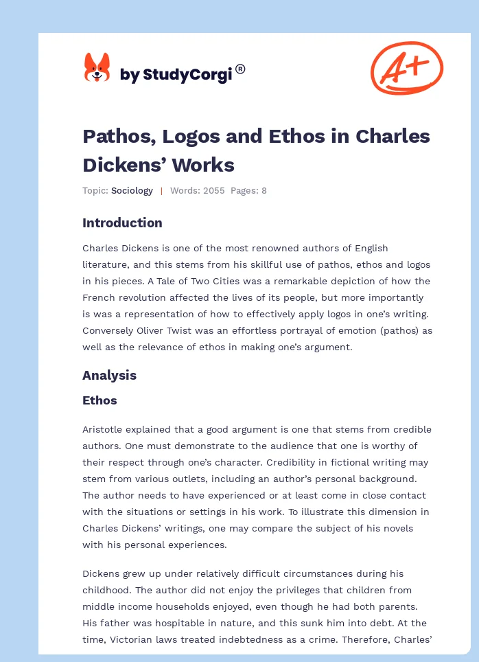 Pathos, Logos and Ethos in Charles Dickens’ Works. Page 1