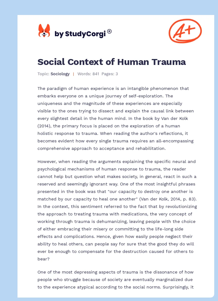 Social Context of Human Trauma. Page 1