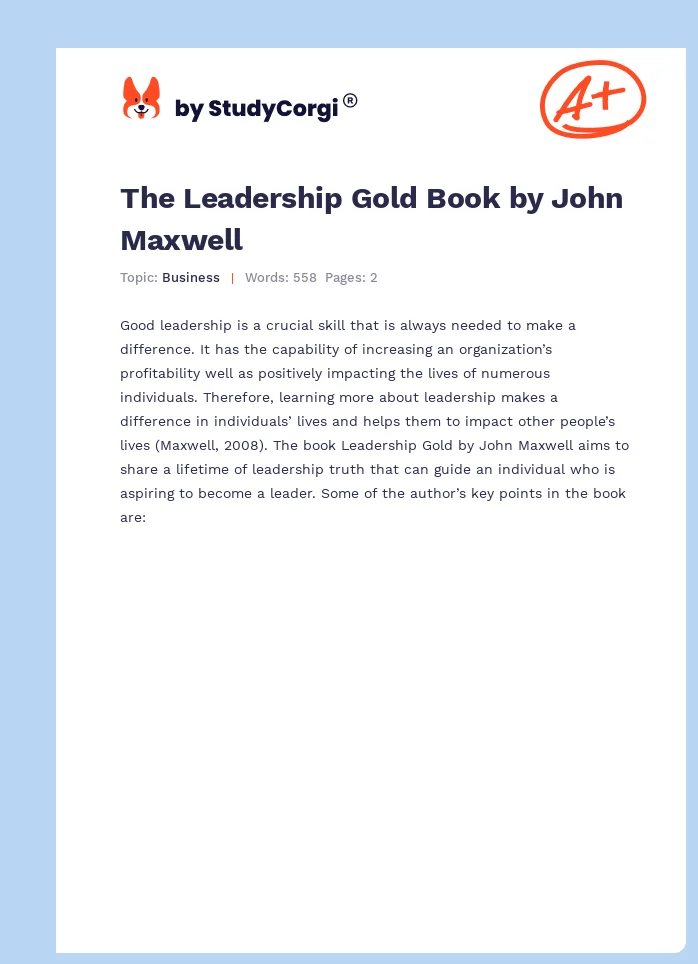 The Leadership Gold Book by John Maxwell. Page 1