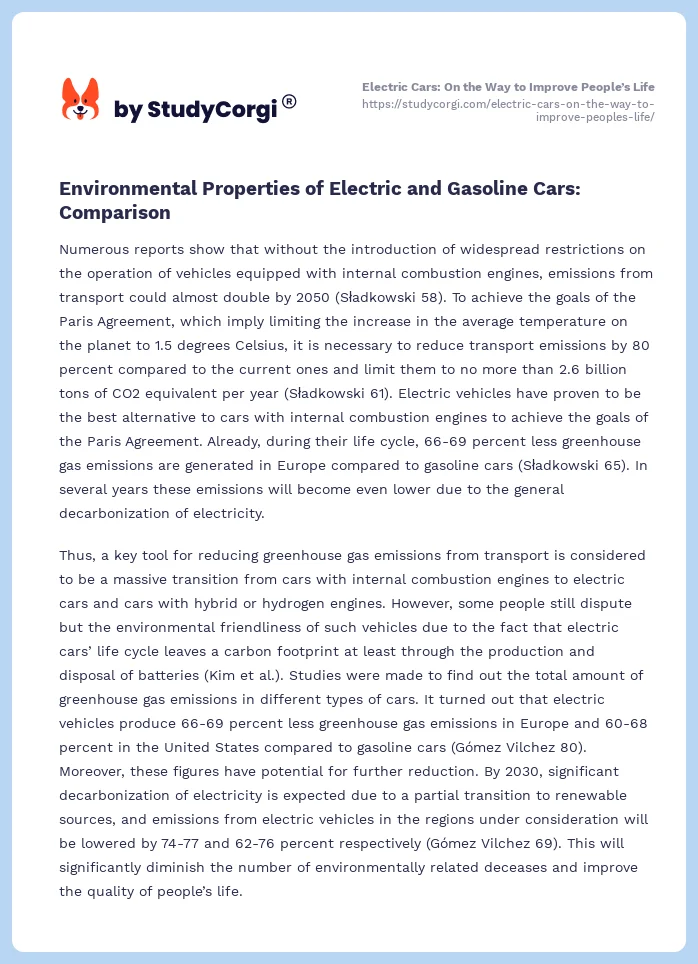 Electric Cars: On the Way to Improve People’s Life. Page 2