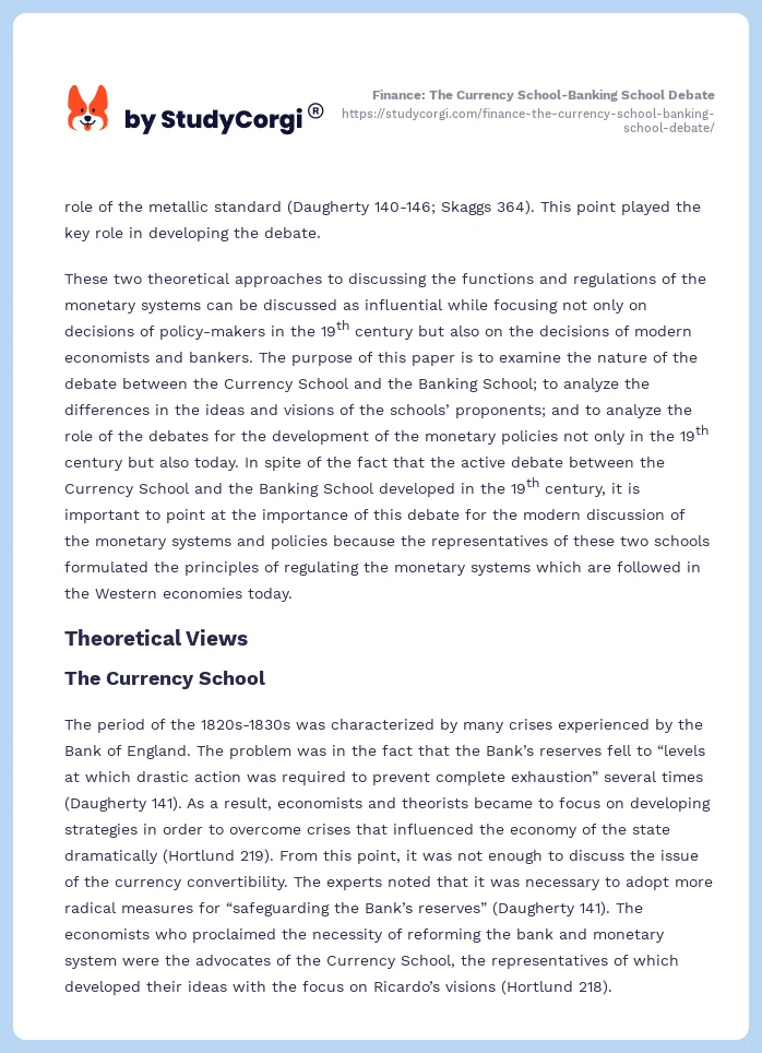 Finance: The Currency School-Banking School Debate. Page 2