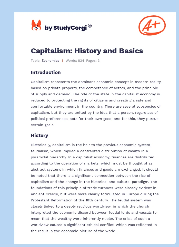 capitalism history essay