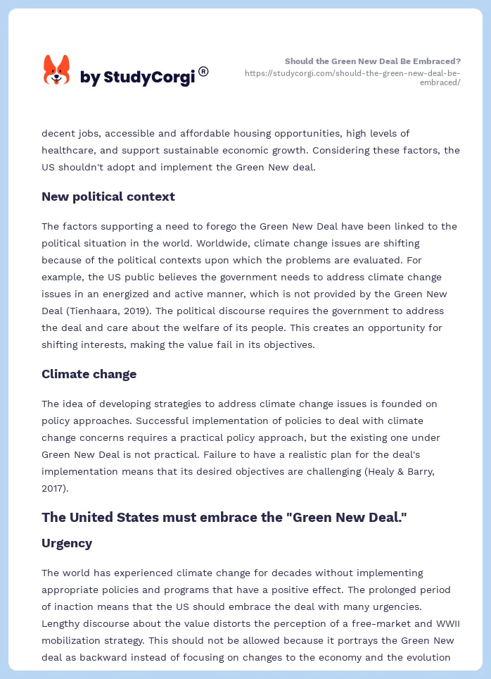 Should the Green New Deal Be Embraced?. Page 2