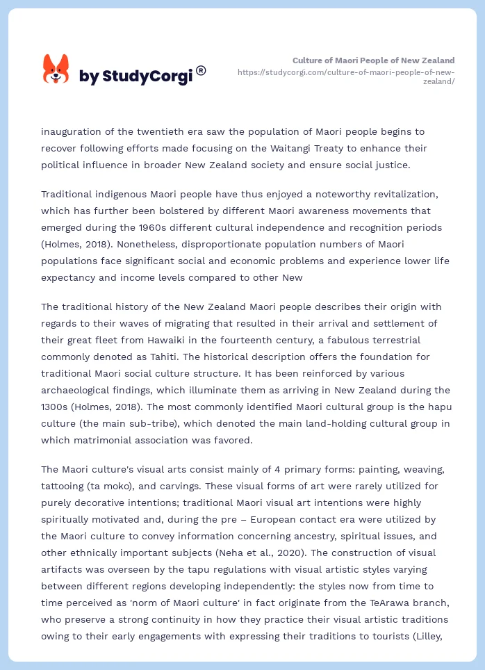 Culture of Maori People of New Zealand. Page 2