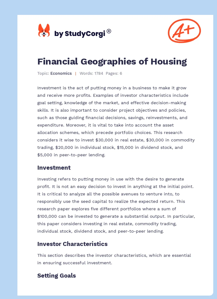Financial Geographies of Housing. Page 1