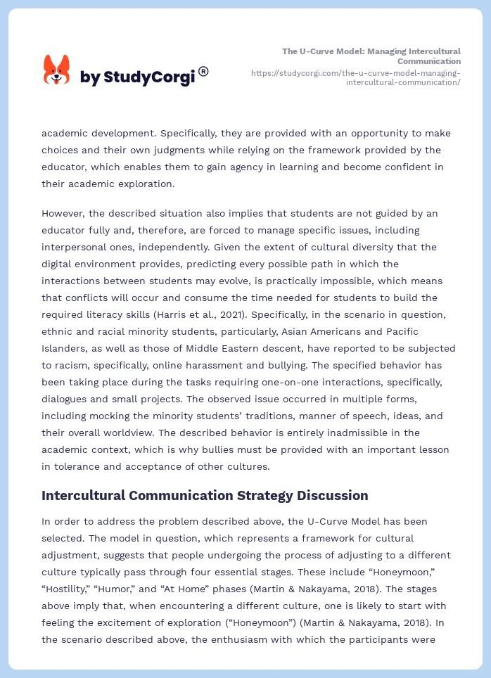 The U-Curve Model: Managing Intercultural Communication. Page 2