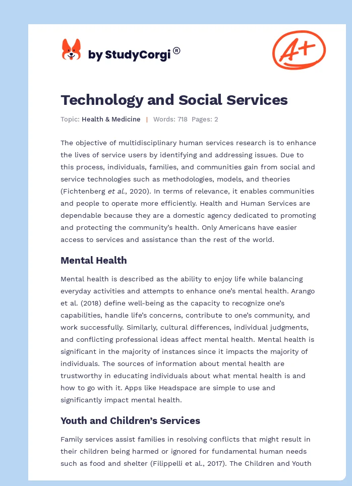 Technology and Social Services. Page 1