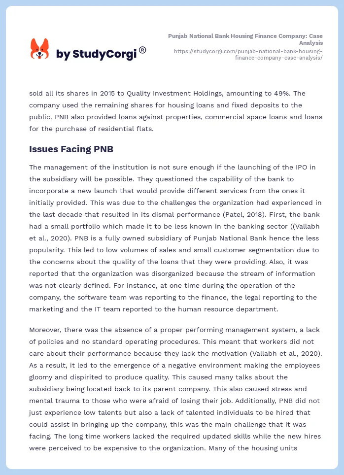 Punjab National Bank Housing Finance Company: Case Analysis. Page 2