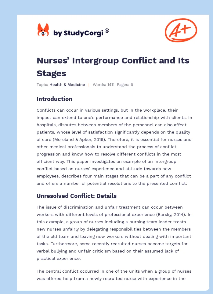 Nurses’ Intergroup Conflict and Its Stages. Page 1